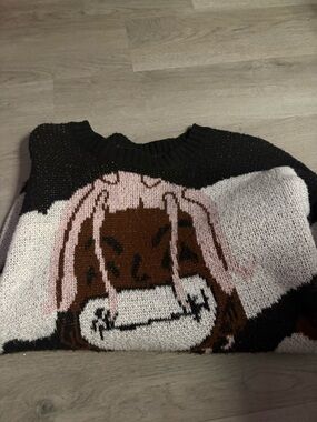 lil uzi Black and Pink Graphic Knit Sweater - Women